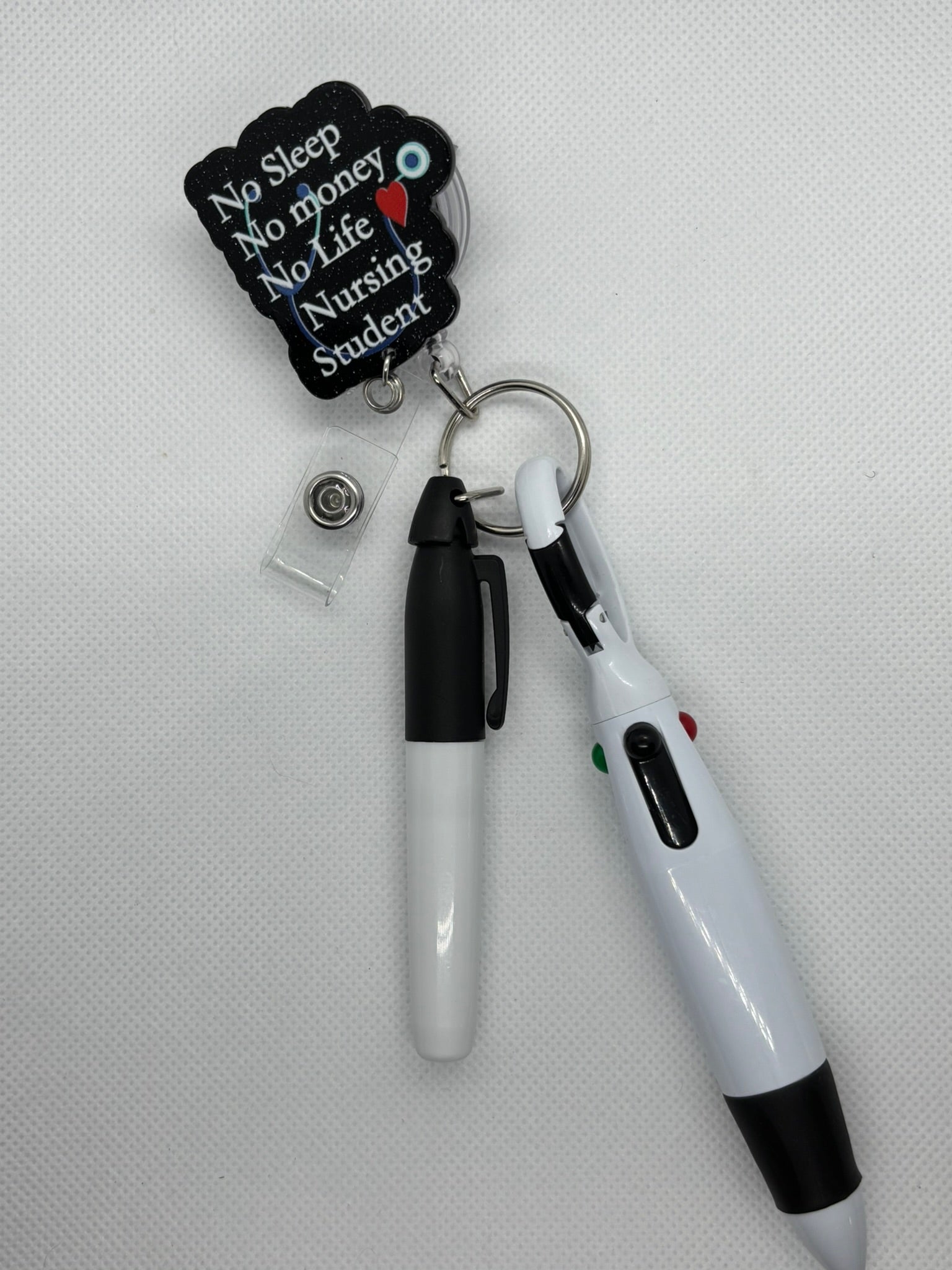 Black Nursing Student Badge and Pen Set