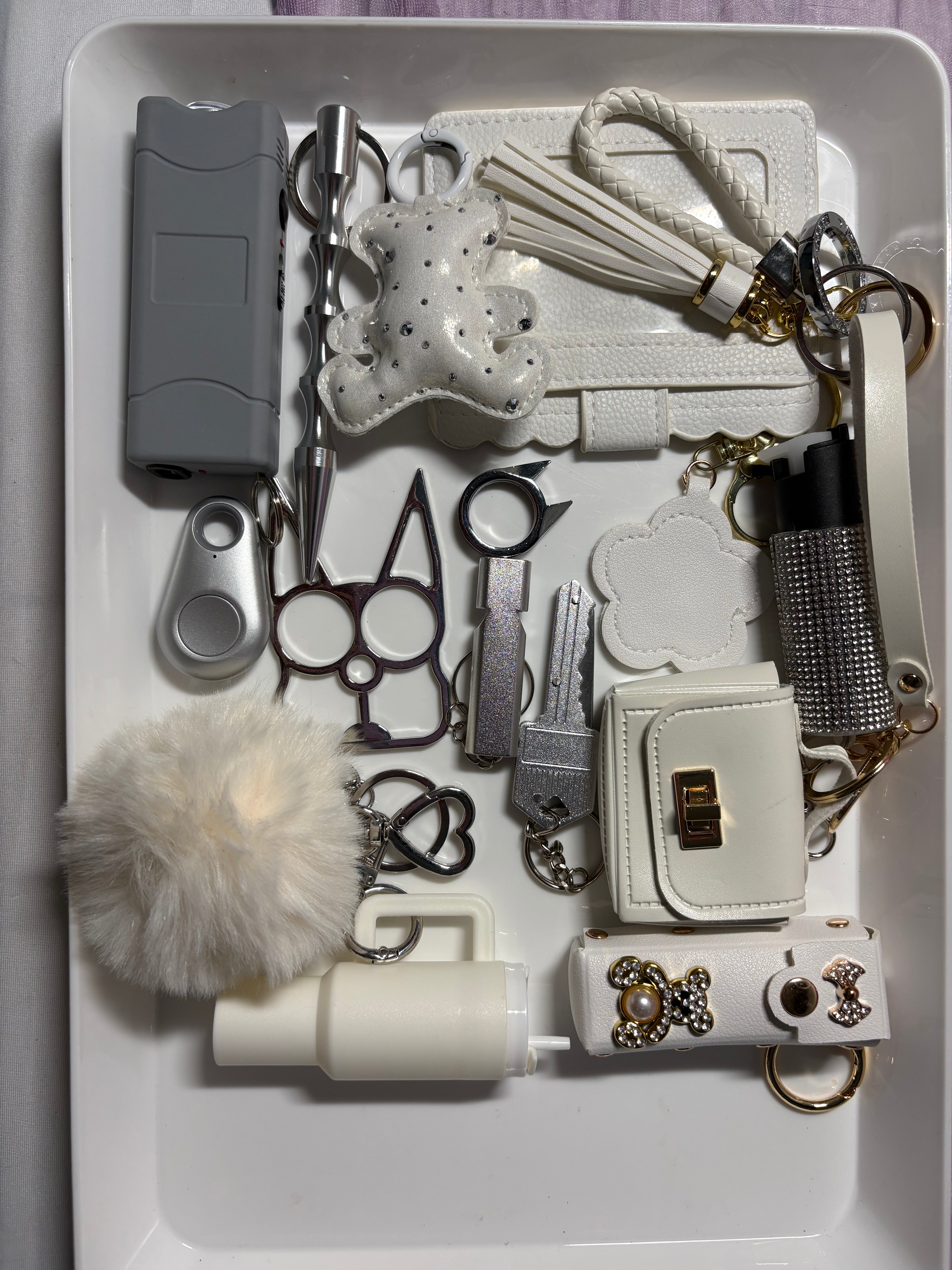 White Deluxe Self Defense Keychain