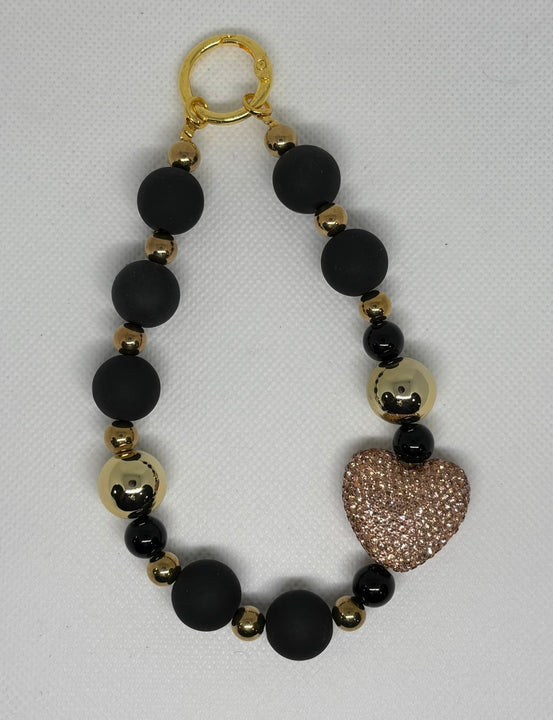 Sparkly Heart Car Necklace — Black And Gold