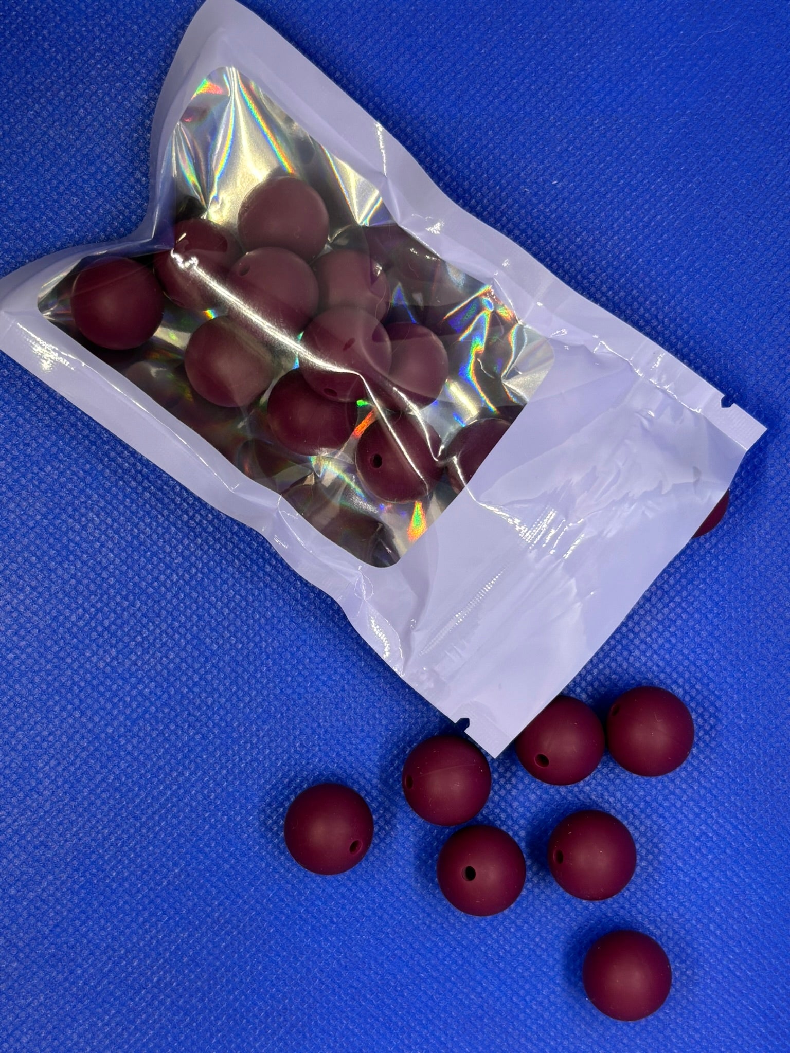 15mm Maroon Silicone Beads
