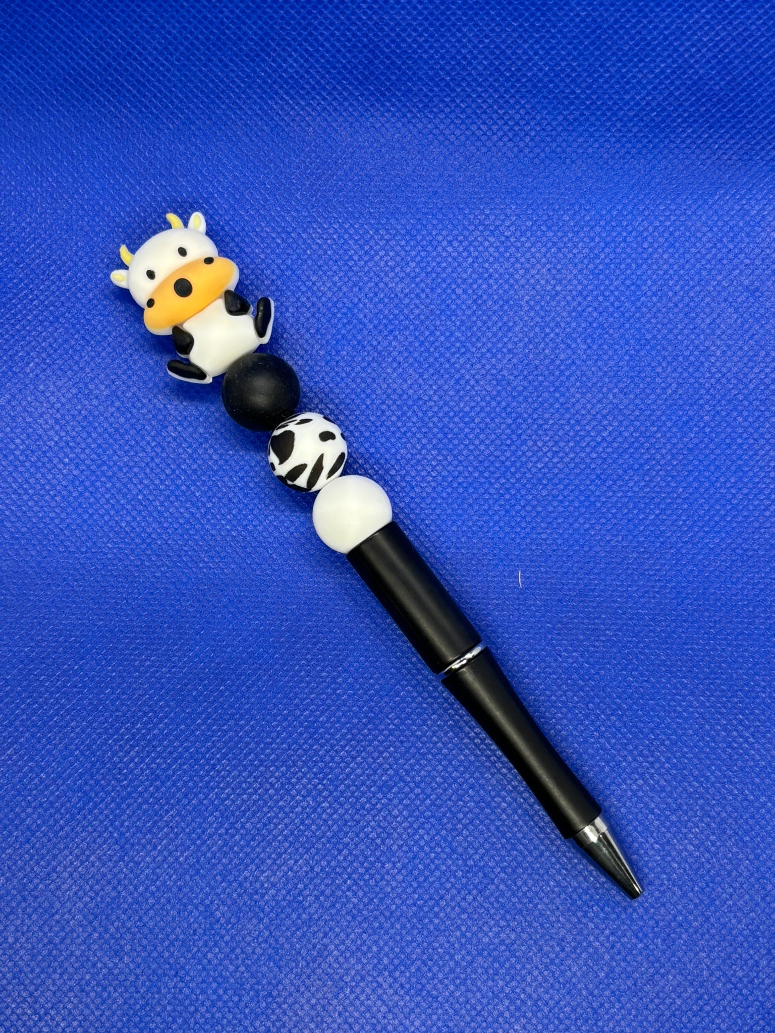 Black Cow Beaded Pen