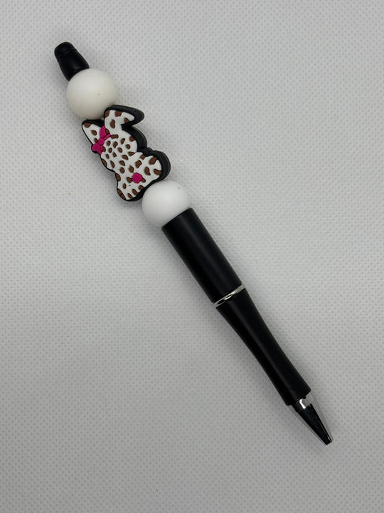 Bunny Cowprint Beaded Pen