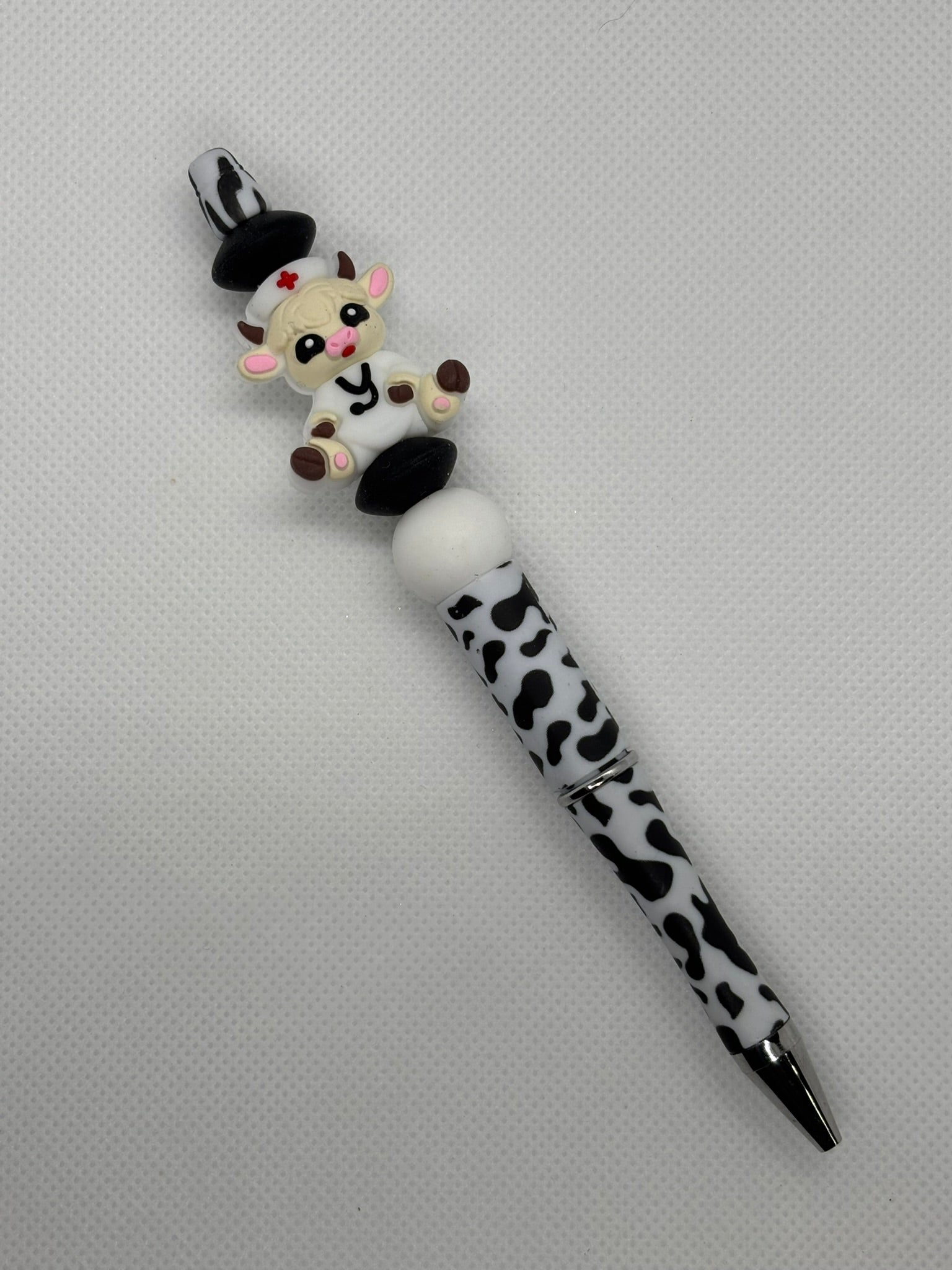 Nurse Cowprint Beaded Pen