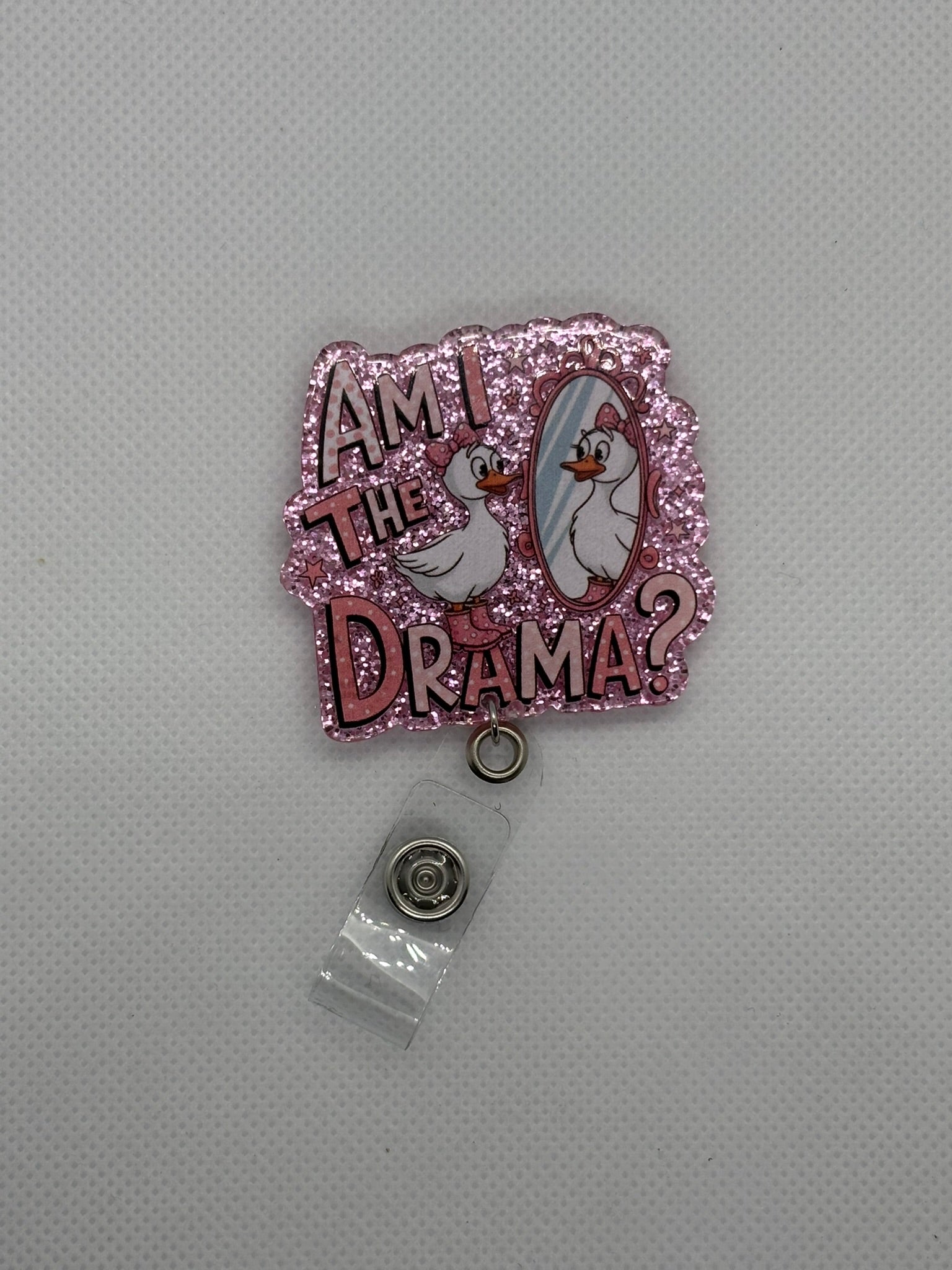 Pink “Am I the Drama” Badge Face
