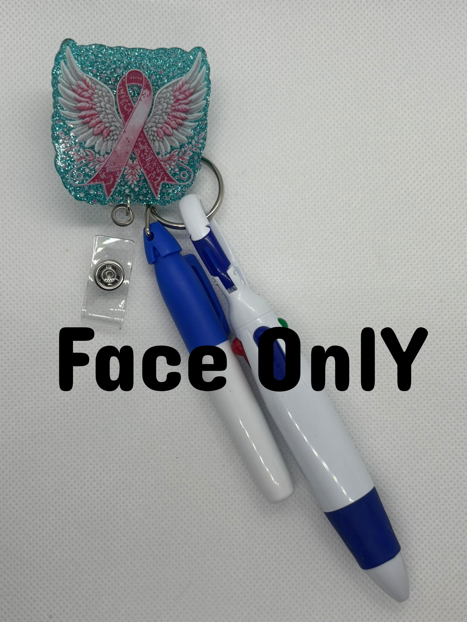 Pink Ribbon Cancer Badge Face