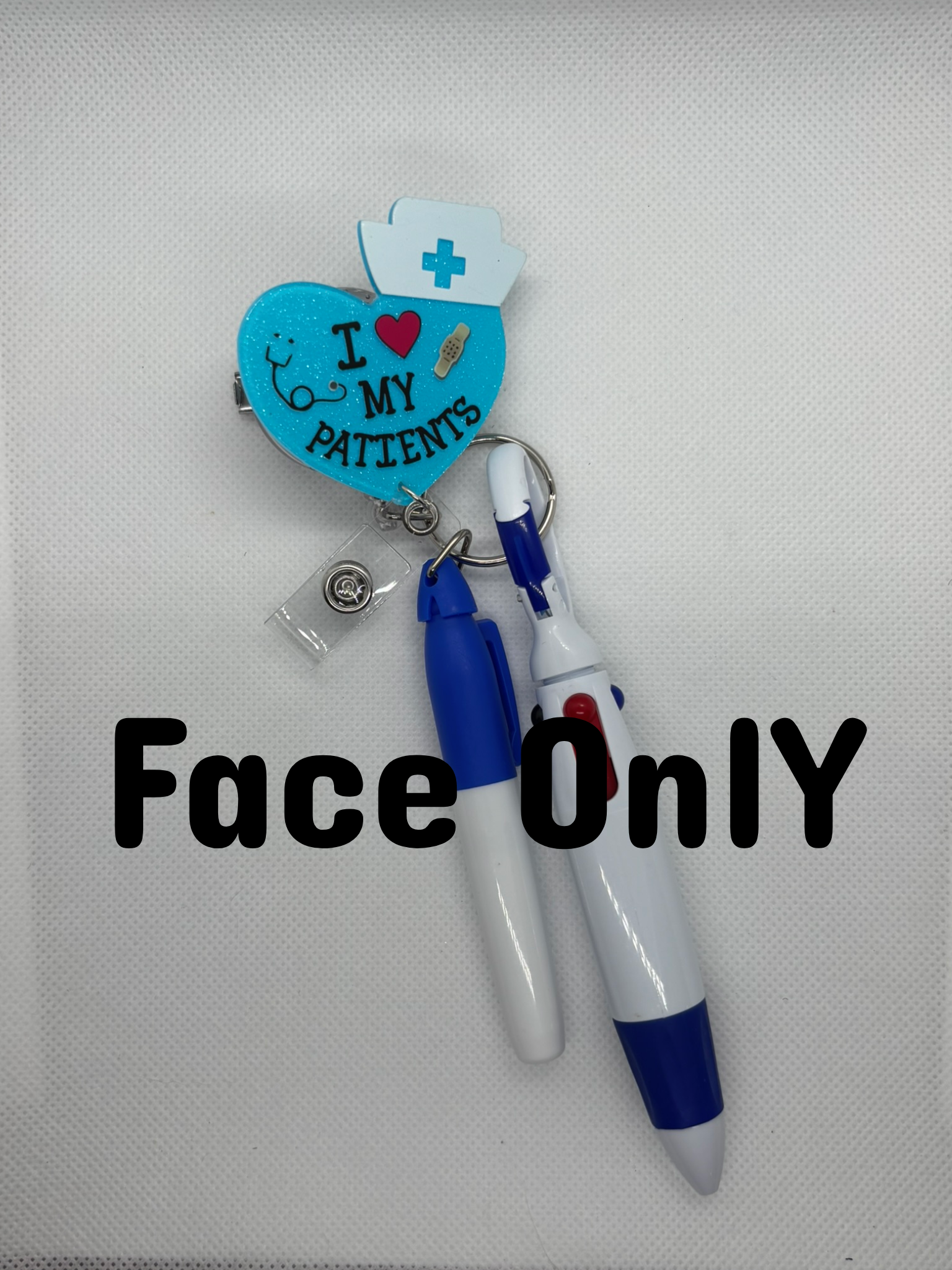 Blue “I Love My Patients” Badge Face
