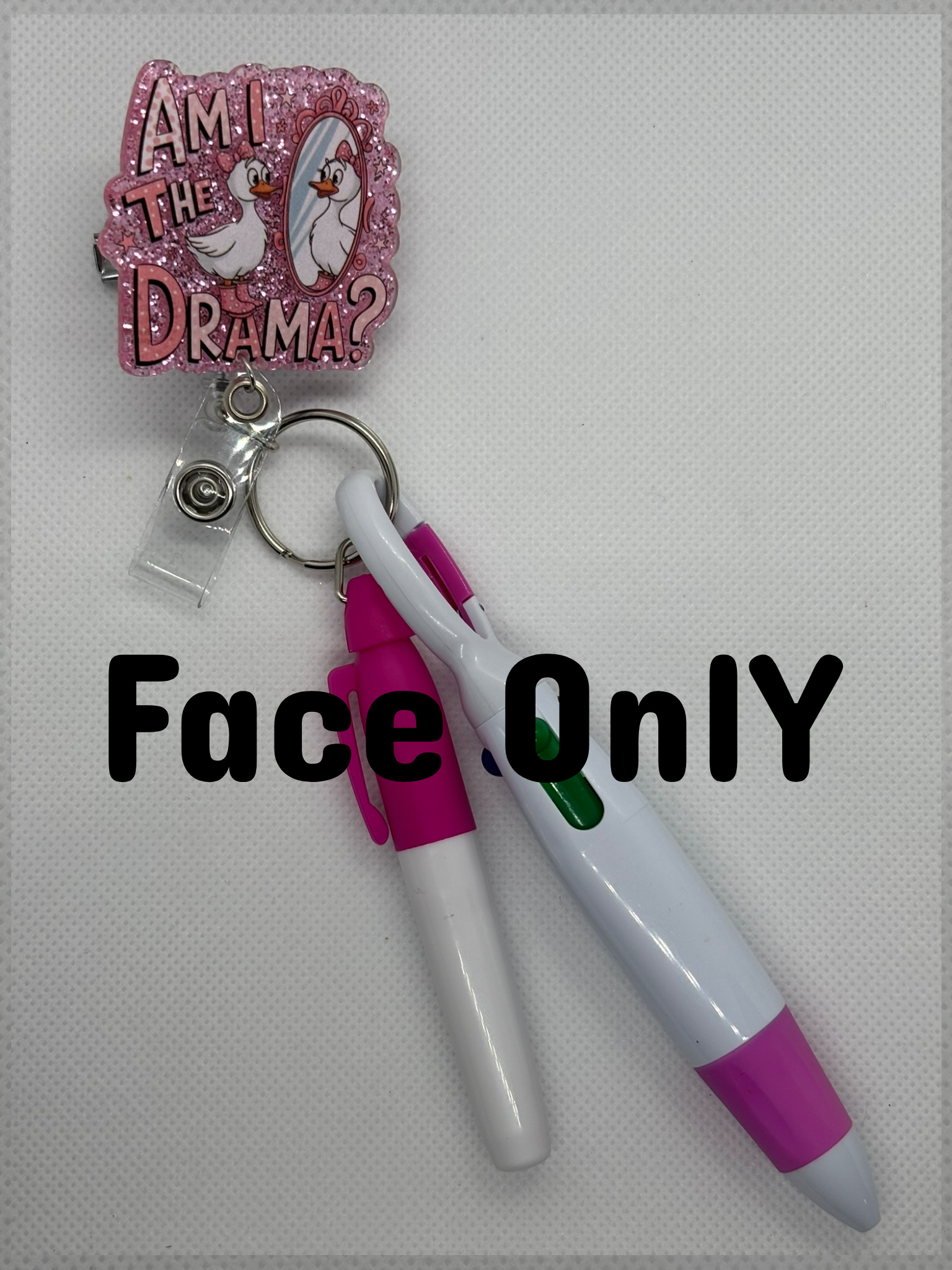 Pink “Am I the Drama” Badge Face