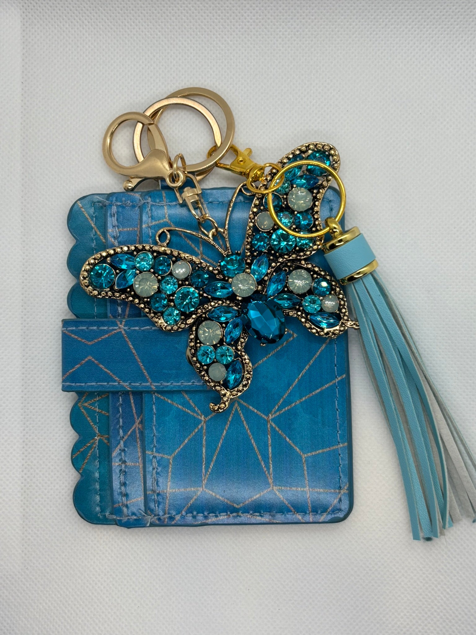 BLUE WALLET WITH BUTTERFLY