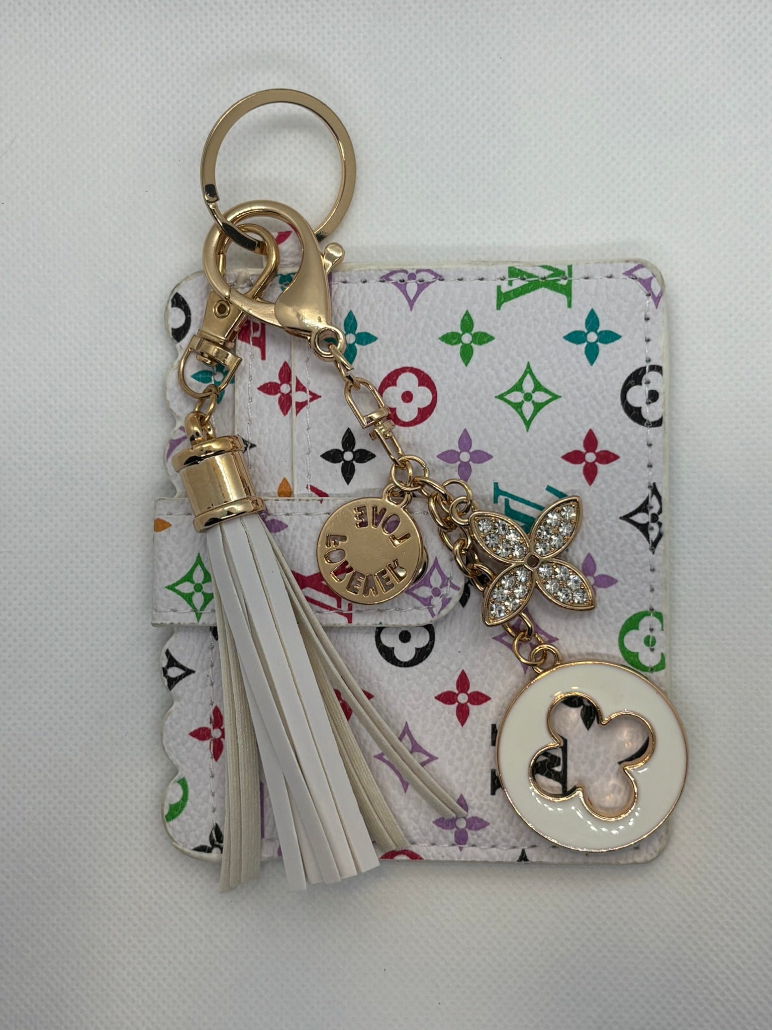 White Designer Wallet & Keychain