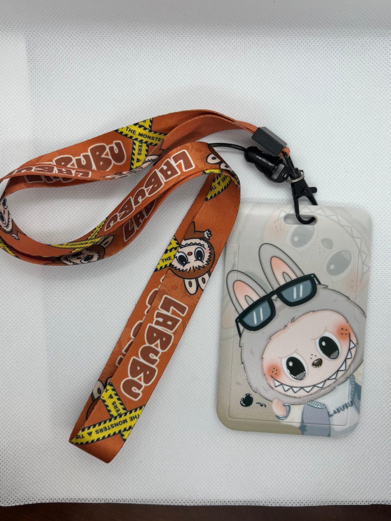 GRAY LABUBU LANYARD ID HOLDER