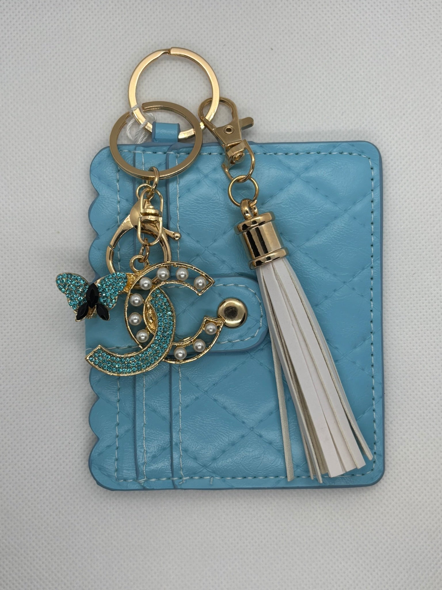 LIGHT BLUE WALLET WITH CC KEYCHAIN