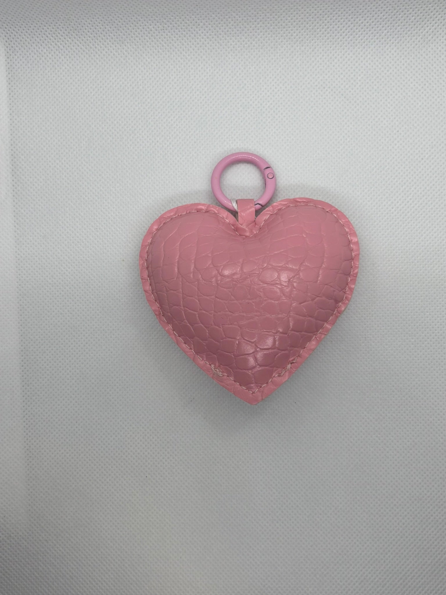 PINK LEATHER HEART KEYCHAIN