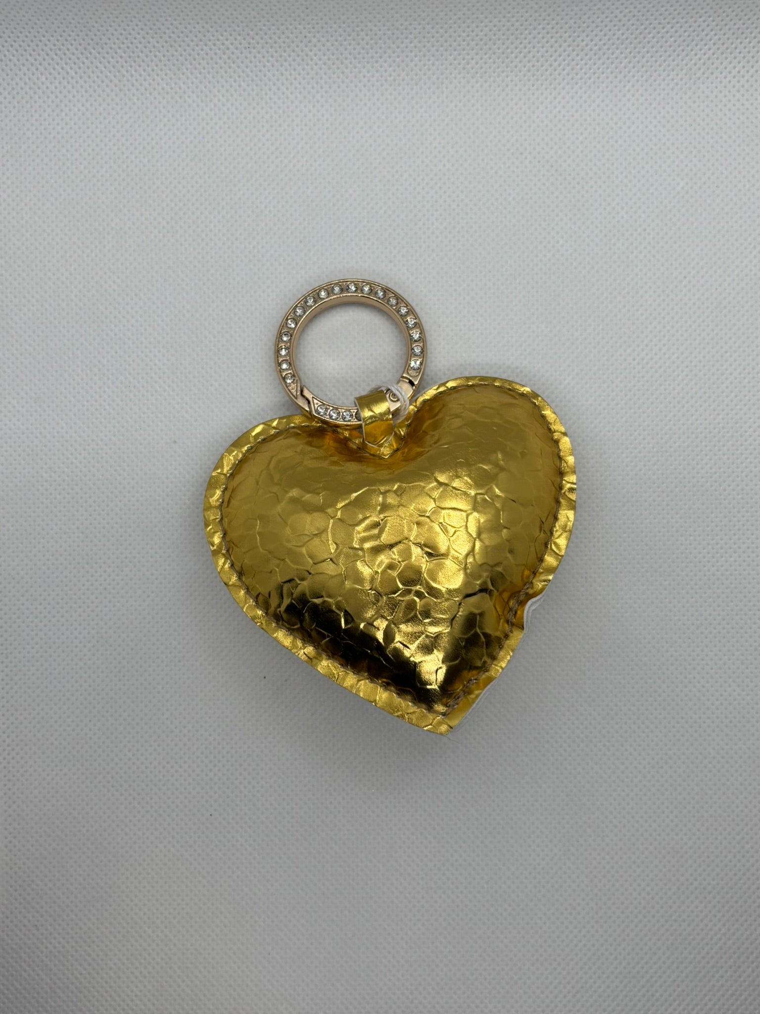 GOLD LEATHER HEART KEYCHAIN