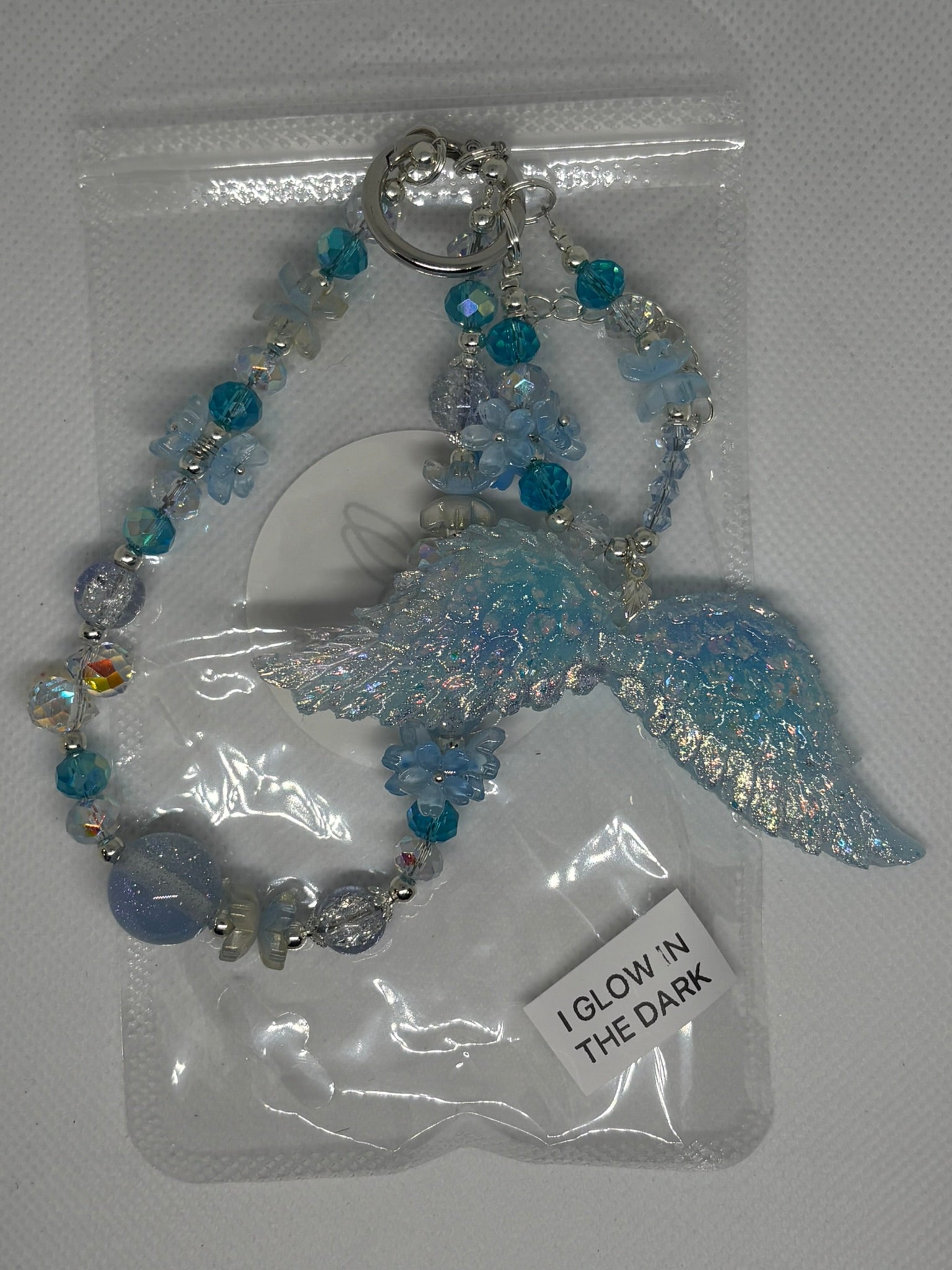 Teal Angel Wing phone chain