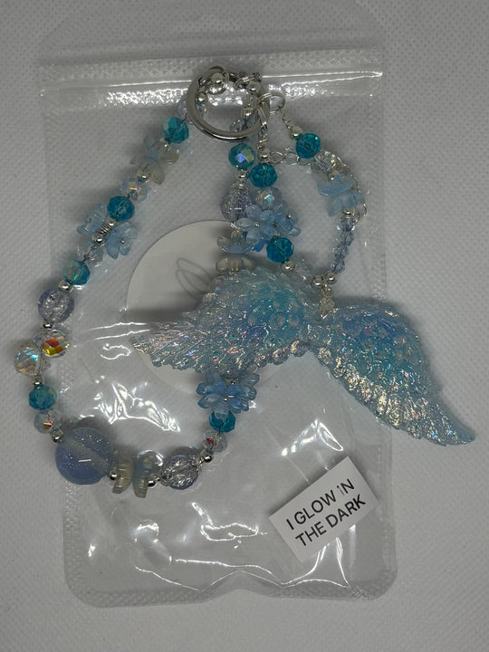 Teal Angel Wing phone chain
