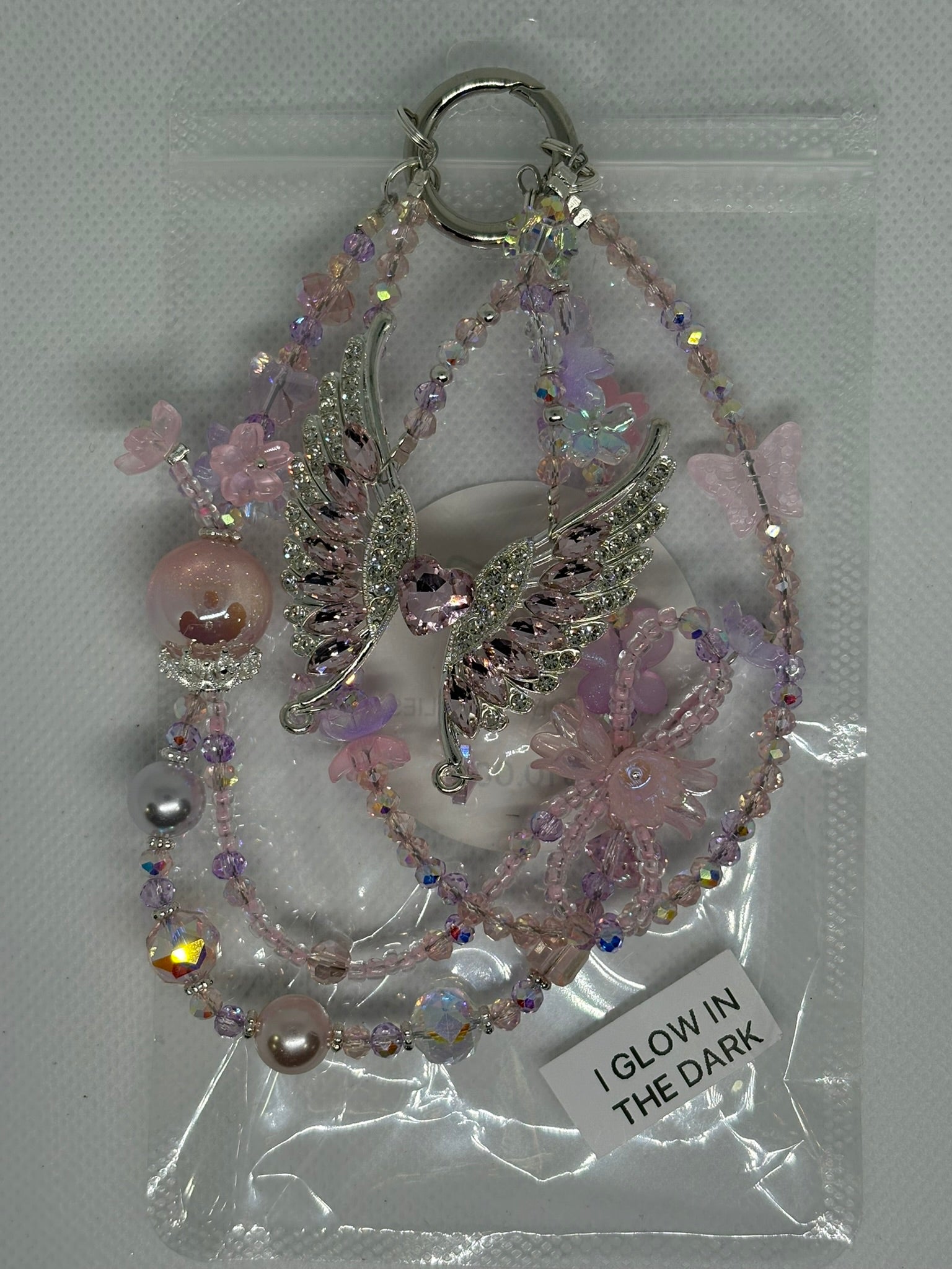 Pink Winged Phone Chain